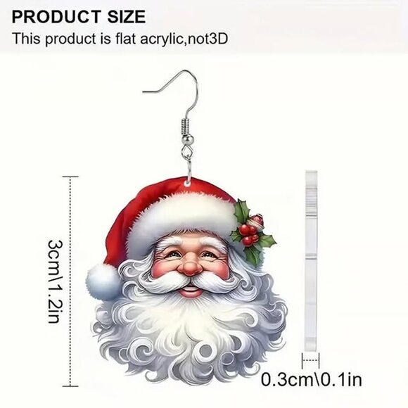 Acrylic SANTA CLAUS Christmas Dangle Earrings - Picture 5 of 5